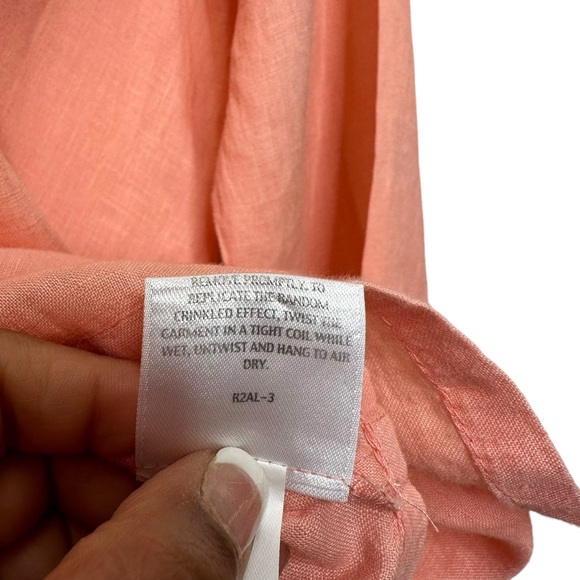 Eileen Fisher 100% irish linen peach half button long sleeve swing style shirt - Picture 11 of 13
